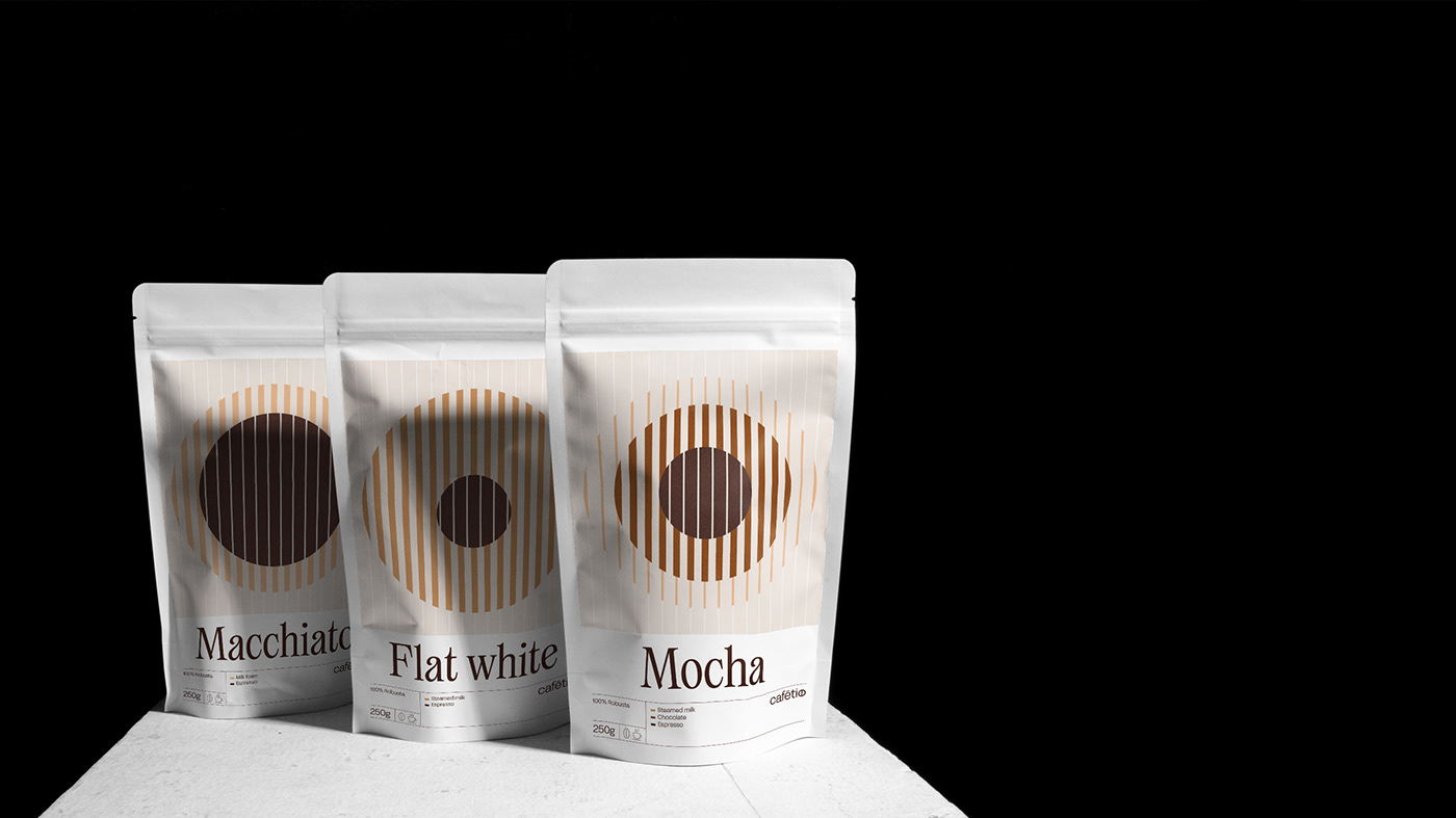 Cafétio精美的咖啡袋包裝這樣設(shè)計突出了飲料的獨特之處(圖3)