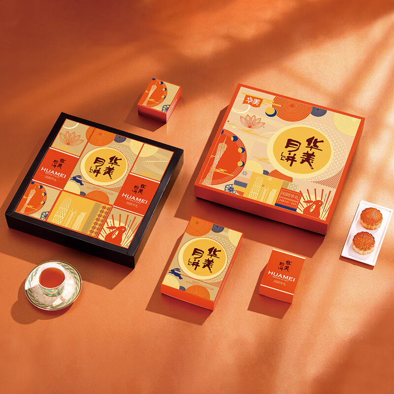Huamei 華美 團(tuán)圓華禮中秋月餅禮盒 830g包裝禮盒產(chǎn)品包裝創(chuàng)意設(shè)計(jì)欣賞(圖5)