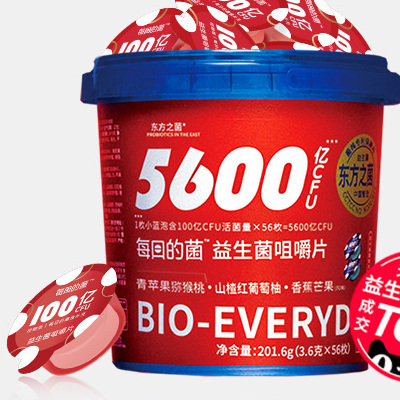 每日的菌小紅泡水果味膳食纖維 益生菌咀嚼片 56粒/盒保健產(chǎn)品包裝創(chuàng)意設(shè)計欣賞(圖3)