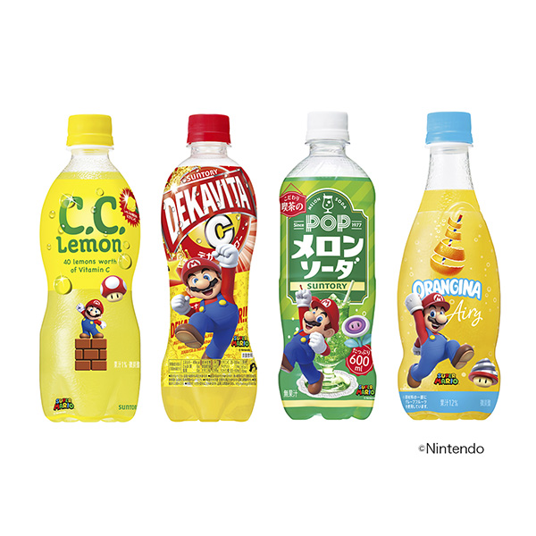 包裝設(shè)計(jì)欣賞C.C .檸檬／大卡比力／POP哈密瓜蘇打／歐蘭娜充氣瓶＜超級(jí)馬里奧力升單品瓶＞ (三得利食品國(guó)際) (圖1)